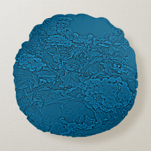 Coussins Ronds Conception Fleurie Lantana Bleu Sarcelle