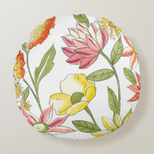 Coussins Ronds Conception florale de jardin avec l'arrière - plan