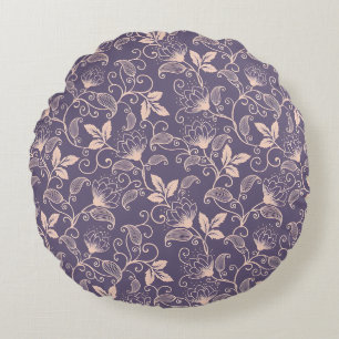 Coussins Ronds Conception florale vintage avec des vignes tourbil