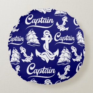 Coussins Ronds Conception nautique d'ancre de voilier capitaine