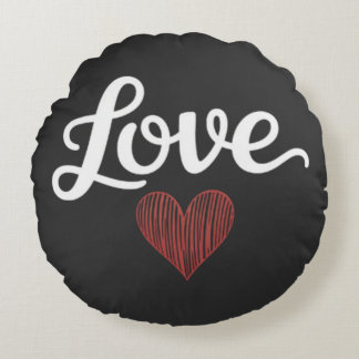 Coussins Ronds Conception romantique de typographie minimale Cœur