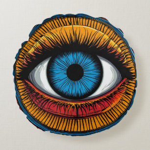 Coussins Ronds Conception vibrante de mauvais œil artistique
