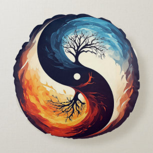 Coussins Ronds Conception vibrante de Yin Yang