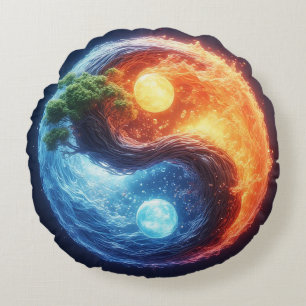 Coussins Ronds Conception vibrante de Yin Yang