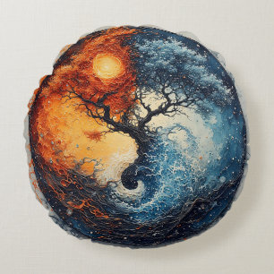 Coussins Ronds Conception vibrante de Yin Yang