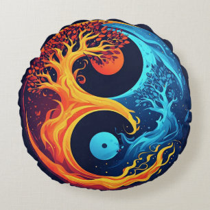 Coussins Ronds Conception vibrante de Yin Yang