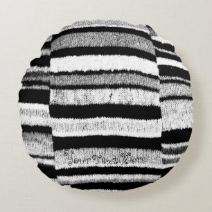 Coussins Ronds conception vintage tricotée noire et blanche