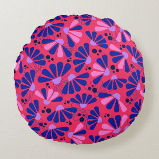 Coussins Ronds Confetti de fleurs sur framboise