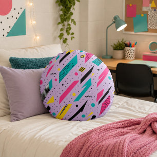Coussins Ronds Confettis Électriques Memphis Rétro Géométrique La