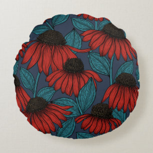 Coussins Ronds Confleurs rouges