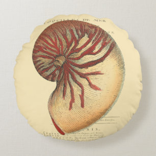 Coussins Ronds Conque rouge vintage Shell