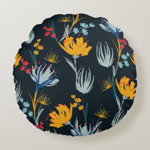 Coussins Ronds Contraste Brush Floral : Noir sans joint