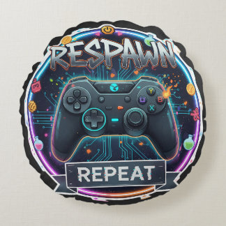 Coussins Ronds Contrôleur Gamer Respawn et Repeat
