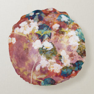 Coussins Ronds Cool, art tendance de motif fleuri romantique