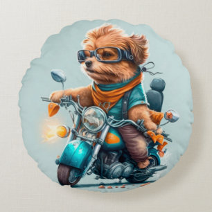 Coussins Ronds Cool chien motards conduite vélos mignon rond cous