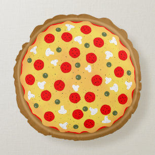 Coussins Ronds Cool plaisir pizza pepperoni champignon
