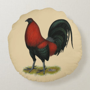Coussins Ronds Coq Rouge Noir BB Jeu Américain