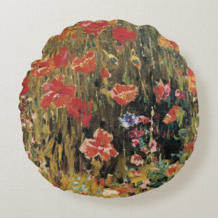 Coussins Ronds Coquelicots par Robert Vonnoh, Impressionnisme Vin