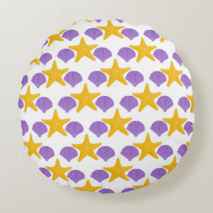 Coussins Ronds Coquillages pourpres Aiguille jaune Vie marine