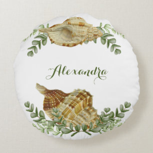 Coussins Ronds Coquille de verdure Coquille de crème marine Coast
