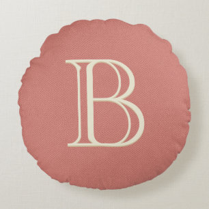 Coussins Ronds Corail Initial Personnalisé Monogramme Personnalis