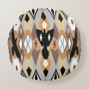 Coussins Ronds Corbeau amérindien