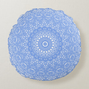 Coussins Ronds Corbeille bleu symétrie Mandala