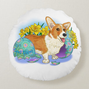 Coussins Ronds Corgi à deux côtés
