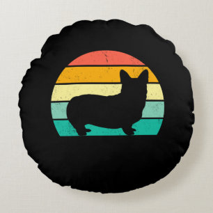 Coussins Ronds Corgi Sunset Retro