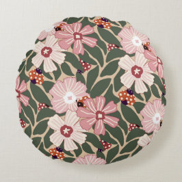 Coussins Ronds Cosy Woodland Ladybugs & Couleurs Fleurs sauvages 