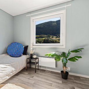 Coussins Ronds Cottagecore aquarelle fleurs bleu motif