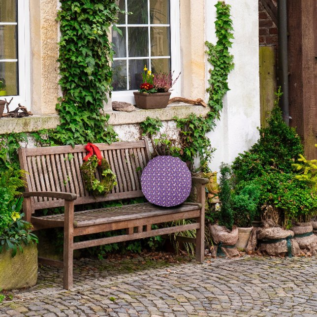 Coussins Ronds Cottagecore aquarelle fleurs lavande motif (Créateur téléchargé)