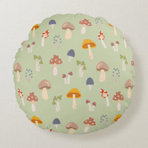 Coussins Ronds Cottagecore Champignons colorés Motif