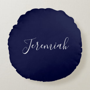 Coussins Ronds Couleur bleu marine Calligraphie moderne simple pr