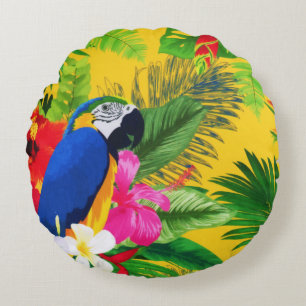 Coussins Ronds Couleur d'été des Feuilles du Toucan
