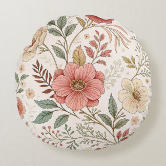 Coussins Ronds Couleur Pastel Motif Fleur