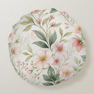 Coussins Ronds Couleur pastel motif rose