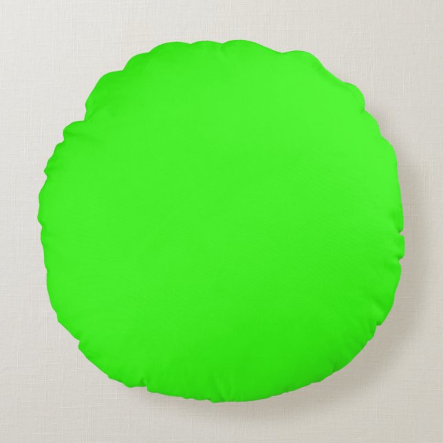 Coussins Ronds Couleur solide verte néon (Devant)