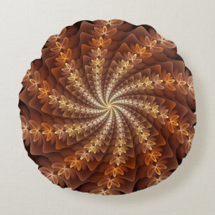 Coussins Ronds Couleurs chaudes, Trippy Moderne Motif d'art fract