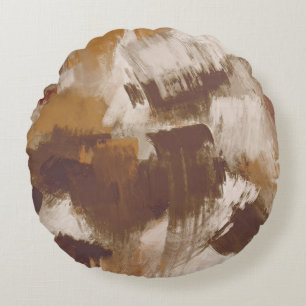 Coussins Ronds Couleurs de café Abstraites Paint Strokes