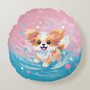 Coussins Ronds Coupe Papillon Joueuse : Tache de rose et de bleu