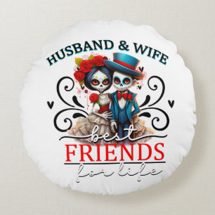 Coussins Ronds Couple Couple Sugar Crâne