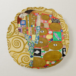 Coussins Ronds Couple Gustav Klimt Fulfillment Nouveau
