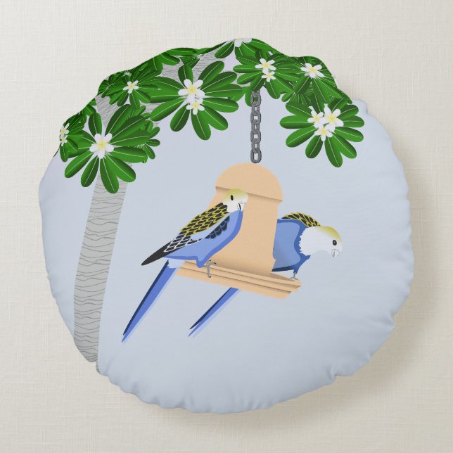 Coussins Ronds Couple mignon Parrots Joués Rosellas (Dos)