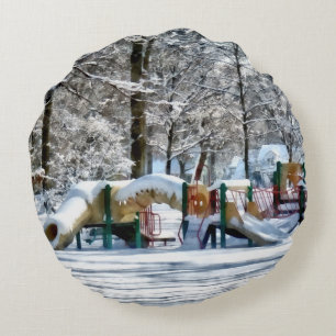 Coussins Ronds Cour de récréation hivernale