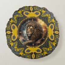 Courageux Leo Zodiac or Jaune Fractal Mandala