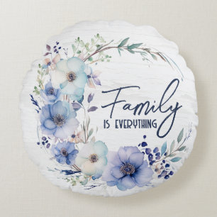 Coussins Ronds Couronne de citation de famille sur bois
