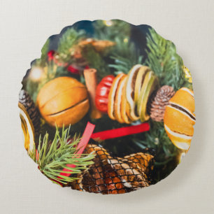 Coussins Ronds Couronne de Noël