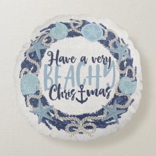 Coussins Ronds Couronne de Noël Côtière Tropicale Coquille de Mer