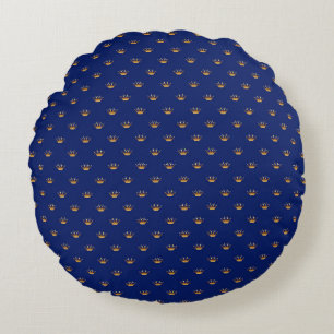 Coussins Ronds Couronne d'or sur Arrière - plan Royal Blue